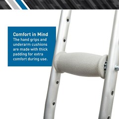 Aluminum Crutches, Adult, Tall, 5′ 10″–6′ 6″ – Pair of Lightweight, Height