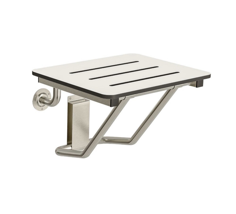 Stardrix 18″ x 16″ White Folding Shower Bench, Wall Mounted Bath Shower Seat