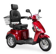 Red Bespoke Legacy 3 Wheel Scooter 400 lb capacity 15 mph max /charge Heavy Duty