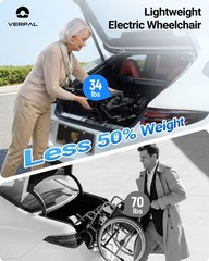 Lightweight Foldable Power Electric Wheelchair 18.5″ Wide Seat Airline Approve