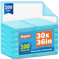 VISRIE 100Pcs 30” x 36”Bed Pads Disposable Adult, 100P, White & Blue