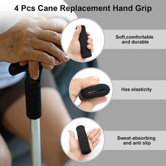 Cane Hand Grips Foam Replacement Set of 4 for Offset Canes Safety Comfort