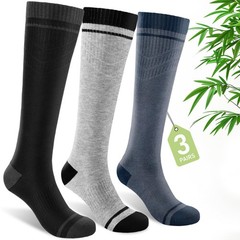 Bamboo Viscose Compression Socks for Women & Men (3 Pairs) 15-20 mmHg Knee Hi…