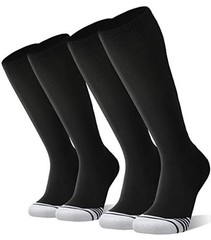 2/3 Pack Baseball Soccer Softball Socks for Kids Youth Medium Black (2 Pack)