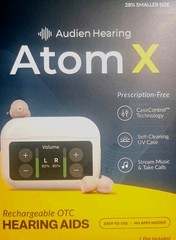 Audien Hearing Atom X Rechargeable OTC Hearing Aids ,48 hr Battery, Bluetooth