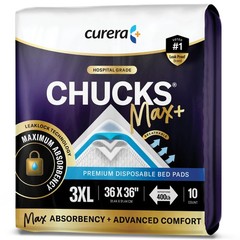 Chucks MAX+ Hospital Bed Pads Disposable Adult 36 x 36 36” x (10 Pack)