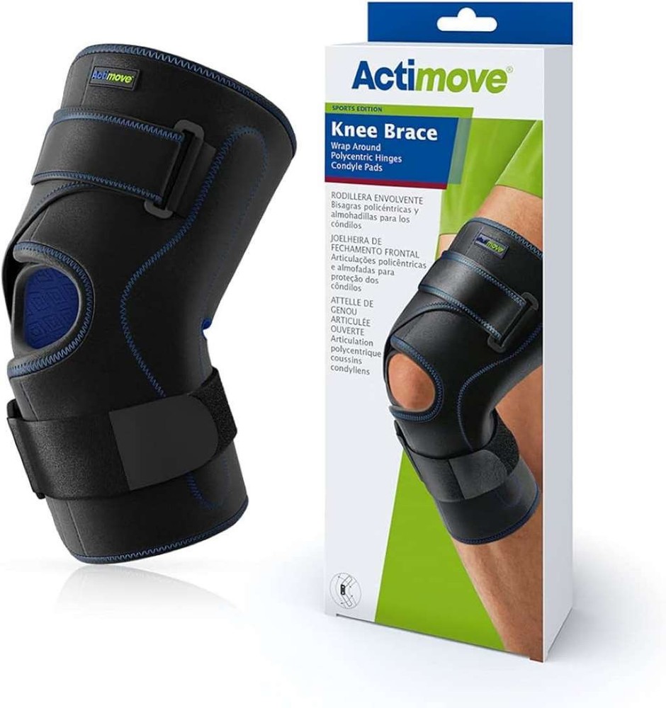 Actimove Knee Brace Wrap Around, Polycentric Hinges, Condyle Pads Medium Black