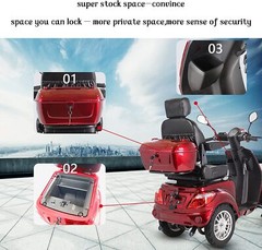 Four-Wheels Travel Mobility Scooter 800W 60V 20AH battery Motor for Adult Senior