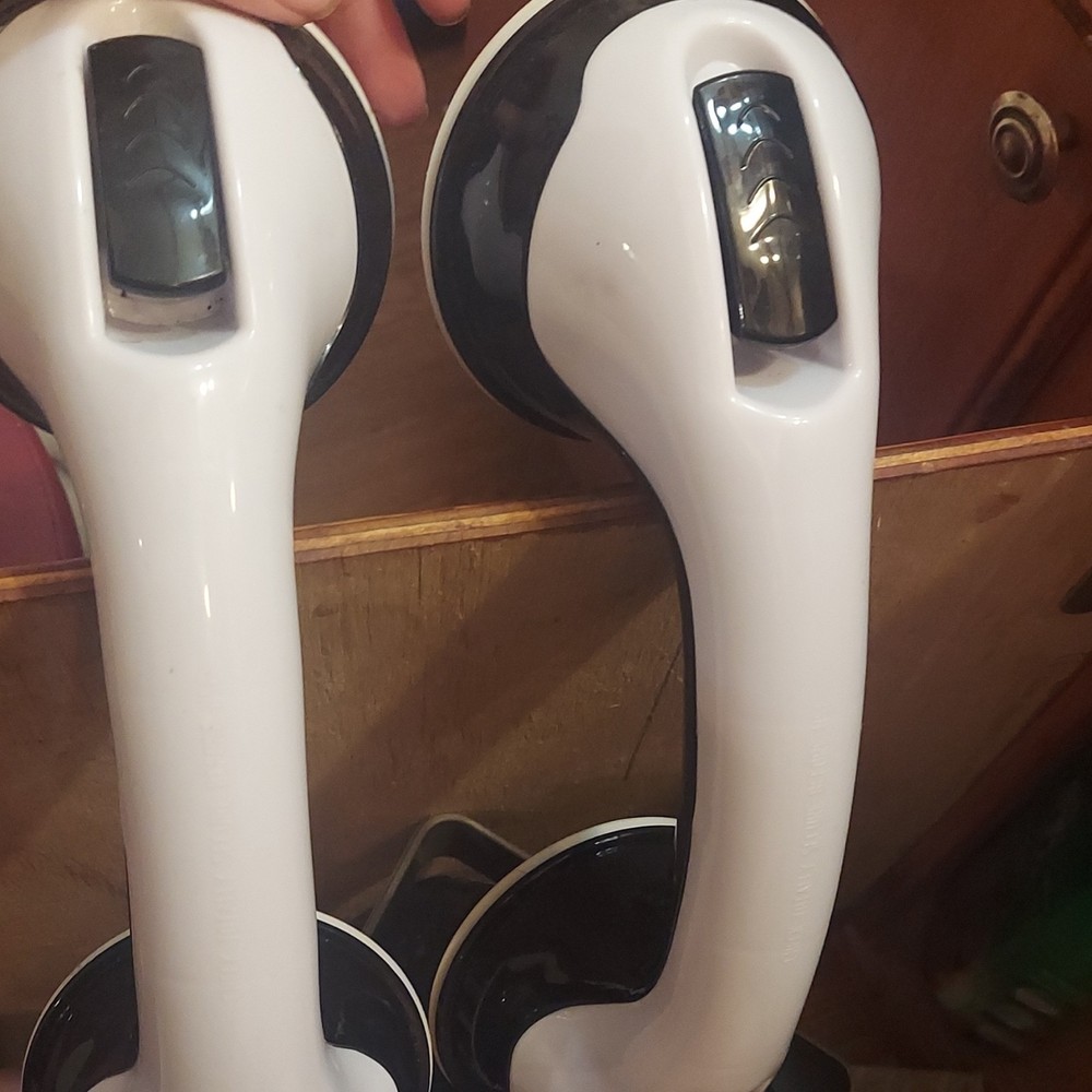 2-Pack White & Black Portable Suction Cup Grab Bars Bathroom Shower/Tub