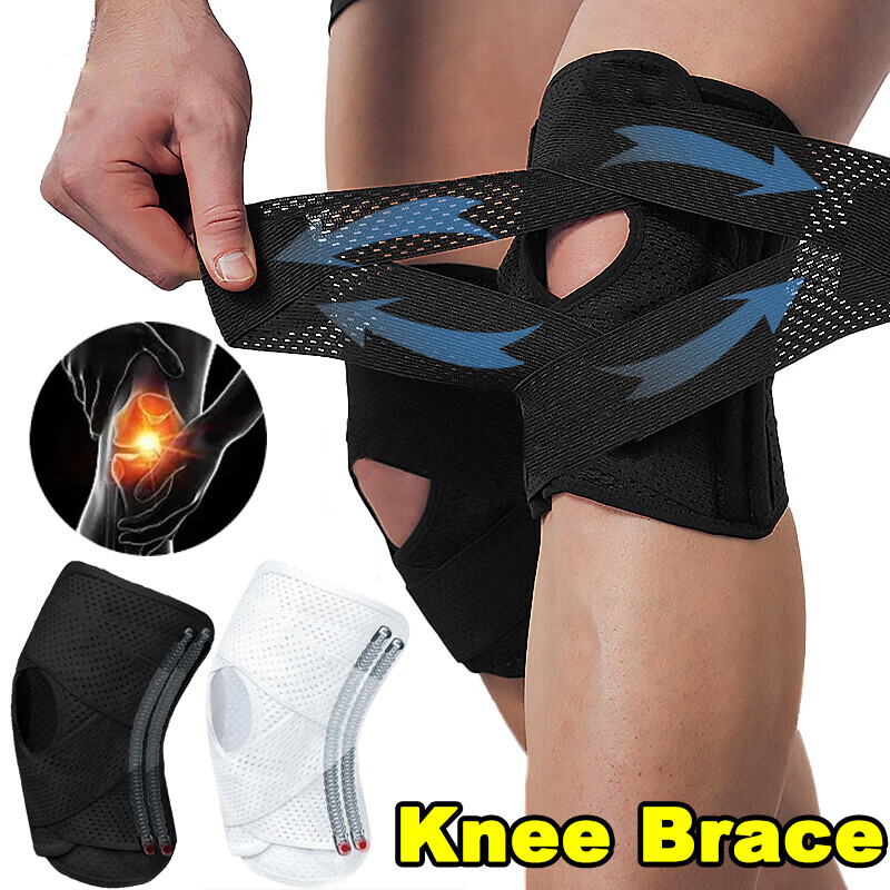 Knee Brace Adjustable Compression Support with Side Stabilizers for Pain Relief