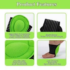 Arch Support Compression Sleeves, 3 Pairs, Cushioned Foot Relief Black/Green