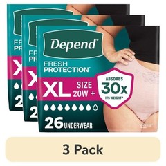Depend Fresh Protection Incontinence Underwear for Women,Adult Diapers, XL,15-78
