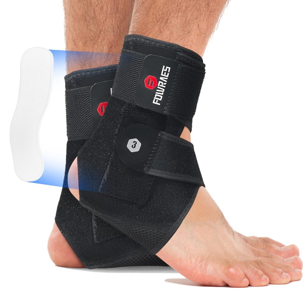 FOWRAES 2 Pack Ankle Brace With Side Stabilizers,Ankle Sprain Medium, Black