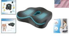 Ergonomic U-shaped Memory Foam Seat Cushion for Tailbone Pain Relief – Dark Gray