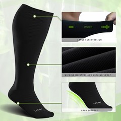 Wide Calf Compression Socks 15-20mmHg Knee High Support Stockings for Circulatio