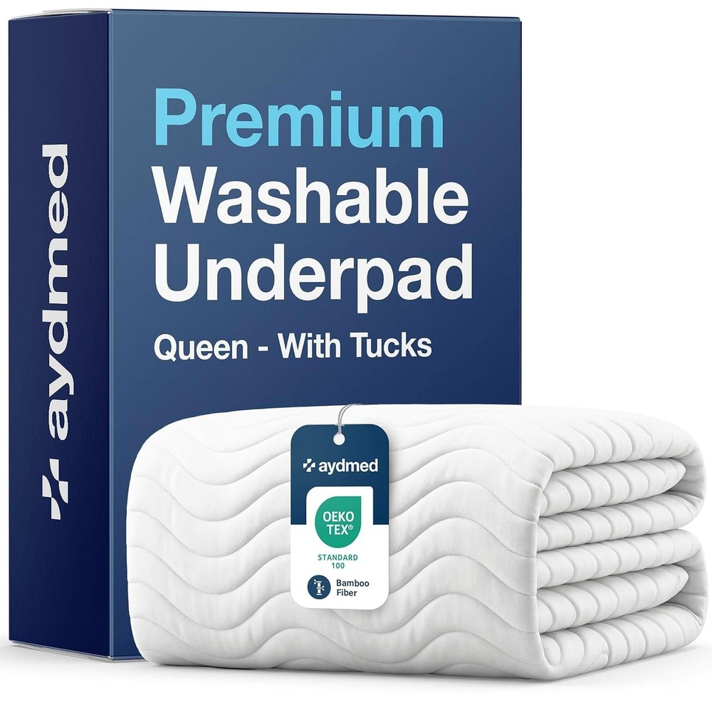 Bamboo Washable Incontinence Bed Pads for Queen Size Beds with Tucks Maxim