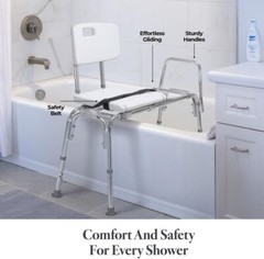 Sliding Shower Transfer Bench, Adjustable Height, Holds Up to 400 lbs
