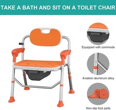 Folding Shower Chair with Arms and Back for Seniors Handicap Disabled Blue US