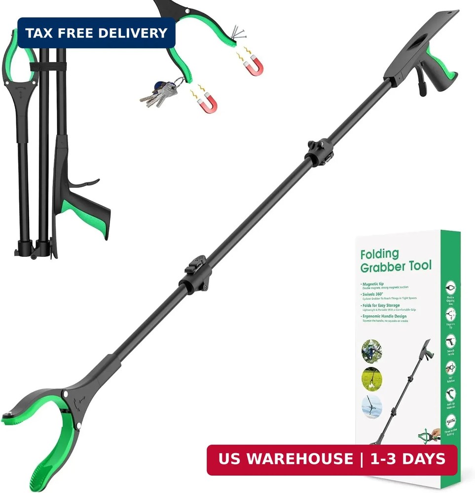 51″ Heavy Duty Grabber Reacher Tool, Black & Green | For Seniors/Disabled/After