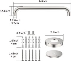 2 Pack 24″ Satin Brushed Nickel Steel Grab Bars