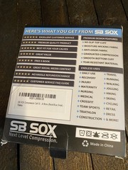 SB Sox 1 pr Sz S Unisex Black/Blue Calf Compression Calf Sleeve 20-30 mmHg