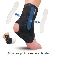 FOWRAES 2 Pack Ankle Brace With Side Stabilizers,Ankle Sprain Medium, Black
