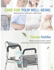 Heavy Duty Bariatric Bedside Commode 4-in-1 Toilet 350lb HYBODIES •NEW• w/extras