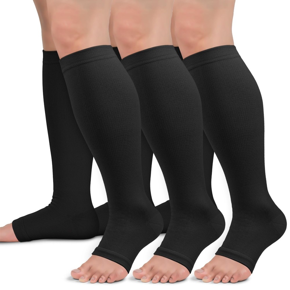Copper Compression Socks Open Toe 15-20mmHg for Women & Men Support Socks