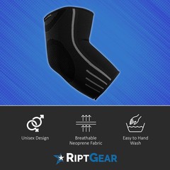 RiptGear Elbow Compression Sleeve – Brace for X-Large, Black (1 Pack)