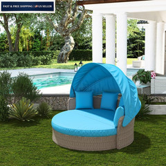 Cethytirko Outdoor Daybed Cushion Cover – 66″ Replacement 66 inches, Blue