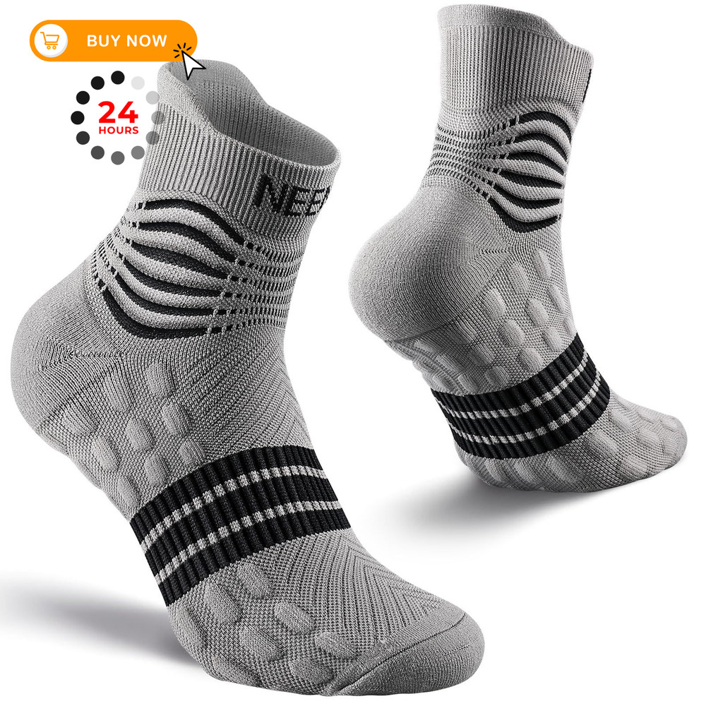 NEENCA Professional Compression Socks, Medical Athletic Large, gray carbon