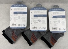 Sockwell Men’s Ascend II Quarter Socks Size M-L 7-10 3 Pairs Grey Red Orange