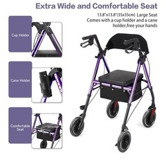 NEW Ambliss Rollator Walker Seat Storage Backrest Foldable