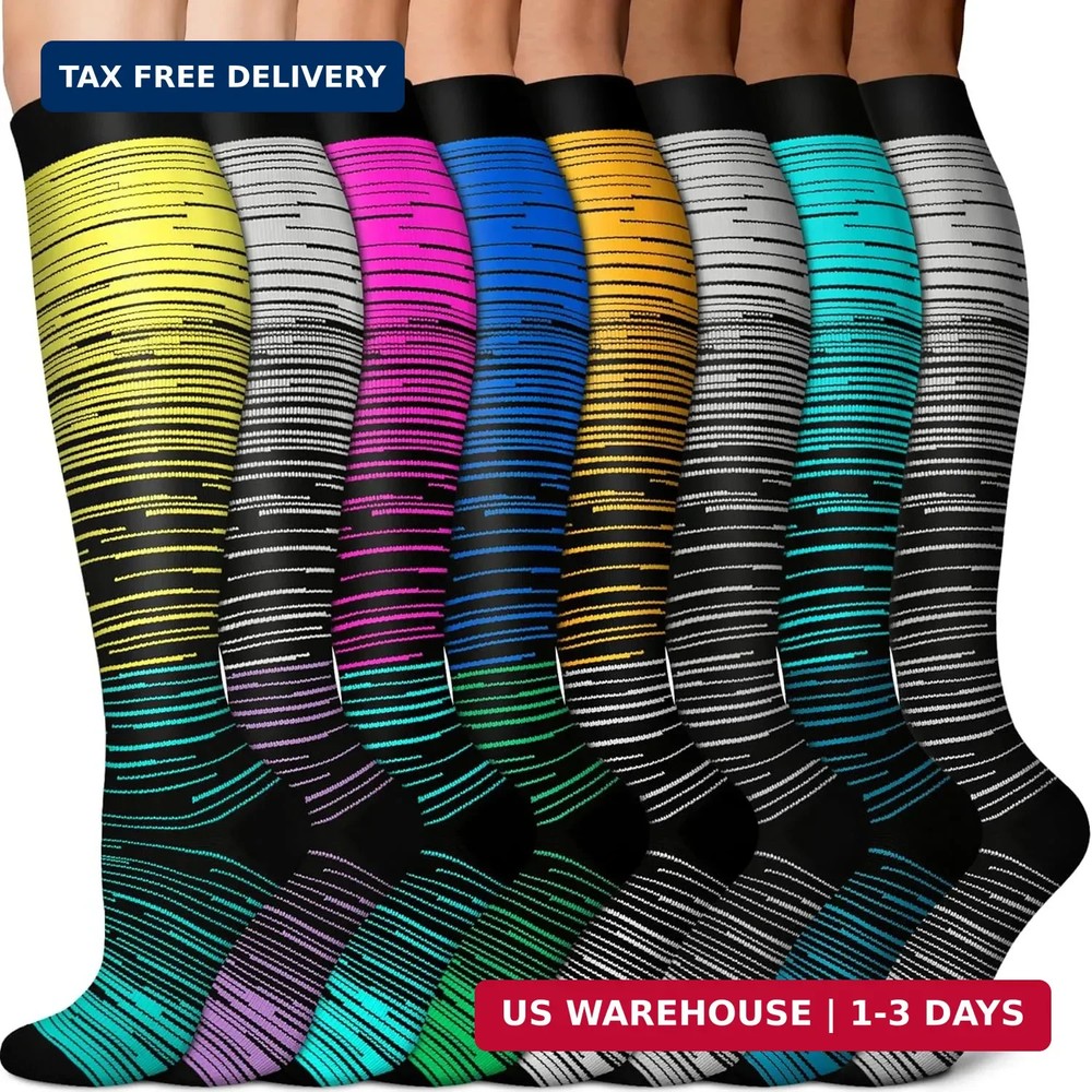 Sooverki Copper Compression Socks for Men & Women 8 Pack 15-20mmHg – Knee High S