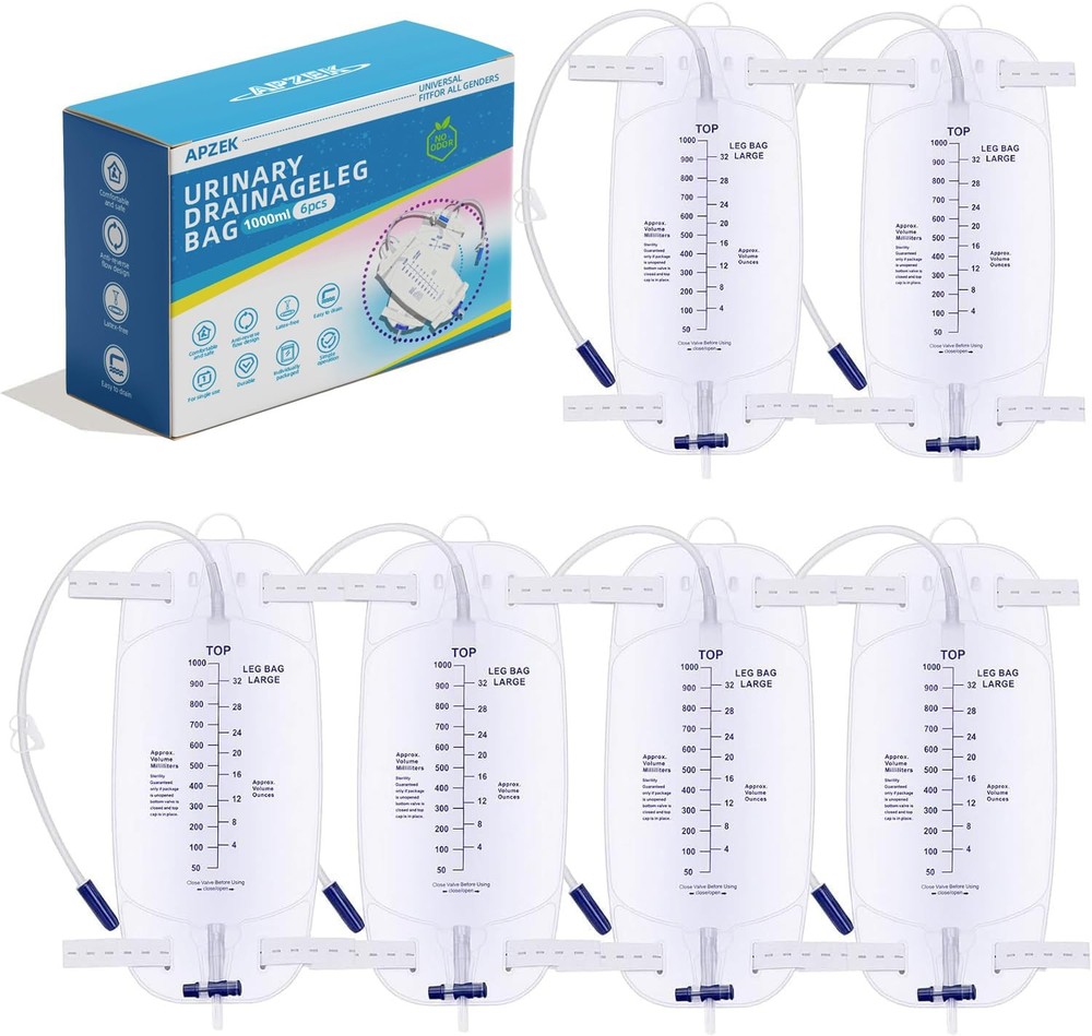 6 Pack 1000ml Foley Catheter Leg Bags, Urinary Drainage Bag for Men Women wit…