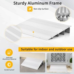 4″ Door Threshold Ramp Adjustable Ramp Non-slip Surface Aluminum Door Entry Ramp