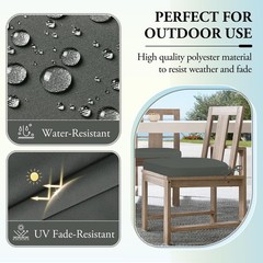 Wellsin Outdoor Chair 17″x16″x2″(Pack of 4), Solid Color/ Charcoal Grey