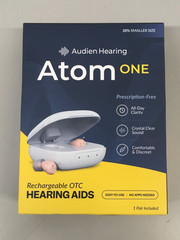 Audien Hearing Atom One CIC Rechargeable OTC Hearing Aids Pair w/ Charging Case