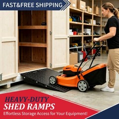 2-Pack Black Loading Ramp for Riding Mower Shed Storage Ramps for Sheds, Garages