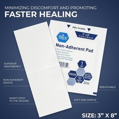 MED PRIDE Sterile Non-Stick Non-Adherent Gauze Wound Dressing Pads 3” x 8” 50 Pk