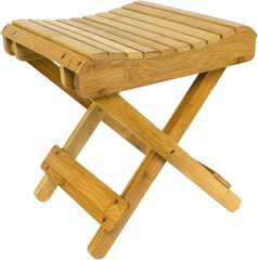 Bamboo Folding Step Stool 12″ Shower Bench, Spa Seat, Foot Rest, Portable Chair