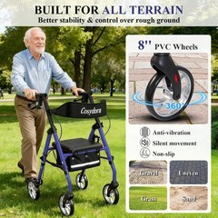 Cosydora Rollator Walkers for Seniors with Seat, 15 Lbs Ultra Navy Blue