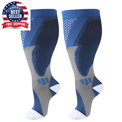 1Pair plus Size Compression Socks for Women Men Wide Calf 20-30Mmhg Extra Large