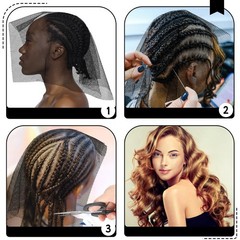Luinabio 10 Pcs Black Hair Net 12 x 18 Inch Stretch Weaving Nets Hair Accesso…
