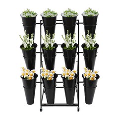 Flower Display Stand, 3-tier Flower Holder, Flower Display Stand with 12 Pieces
