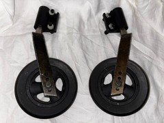 Pair Quickie Iris Tilt Wheelchair Swivel Front Forks & Caster Pr1mo Wheels VGUC