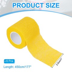 6 PACK 1″ x 177″ Self Adhesive Bandage Wrap Elastic Self Tape Yellow