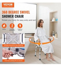 VEVOR 400lb Shower Chair 360° Swivel Adjustable lTub Seat w/Armrests&Backrest