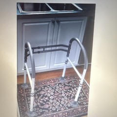 Foldable Adjustable Toilet Safety Frame w/ Handrails Steel 26-34in H 19-24in W