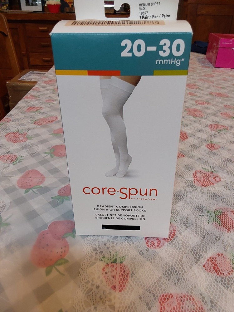 Therafirm Core Spun Gradient Compression Thigh High Support Socks 20-30 Med/S